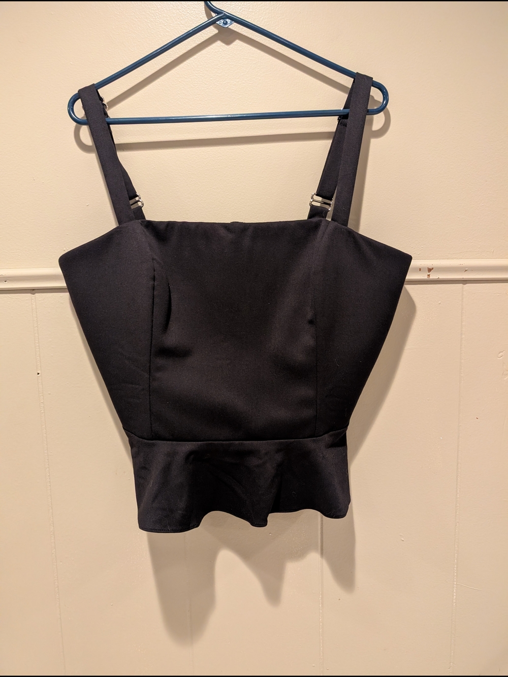 Frankly Black Peplum Strap Top - Women's